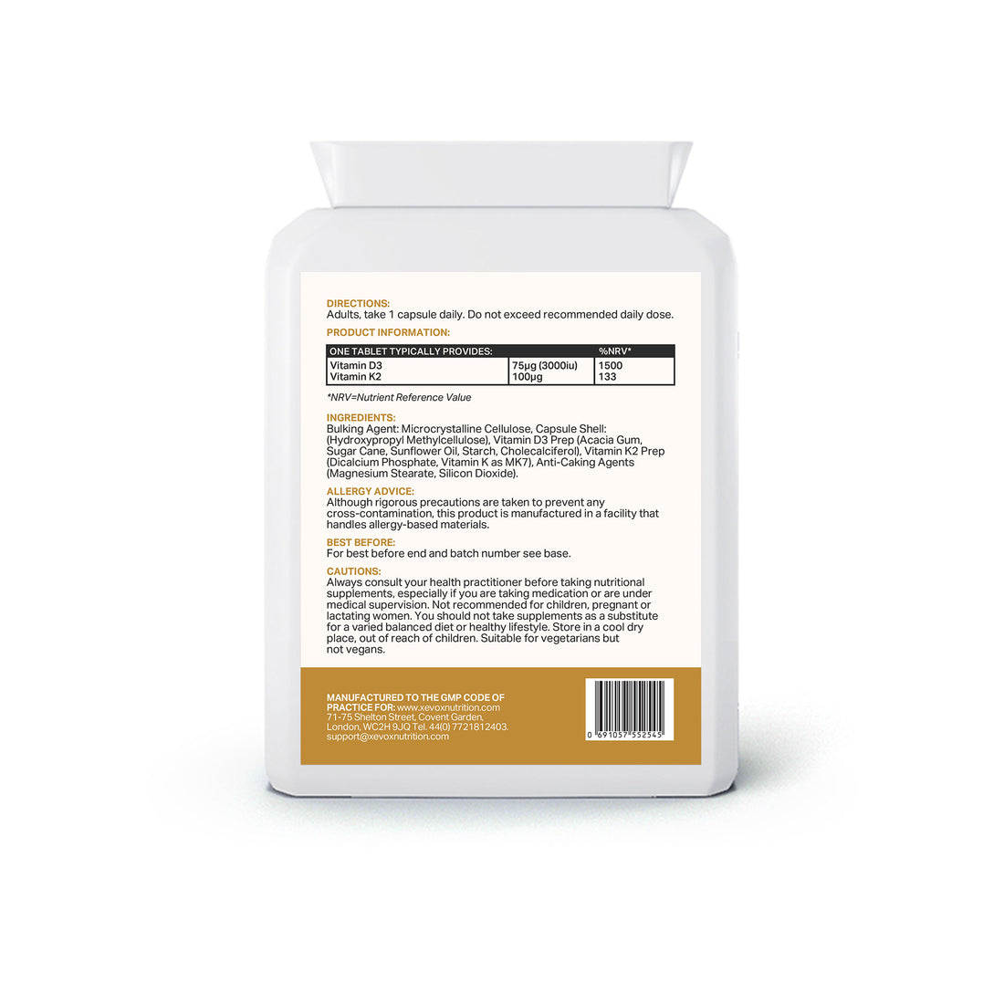 Vitamin D3+K2 Dual Action - 75µg D3 + 100µg K2