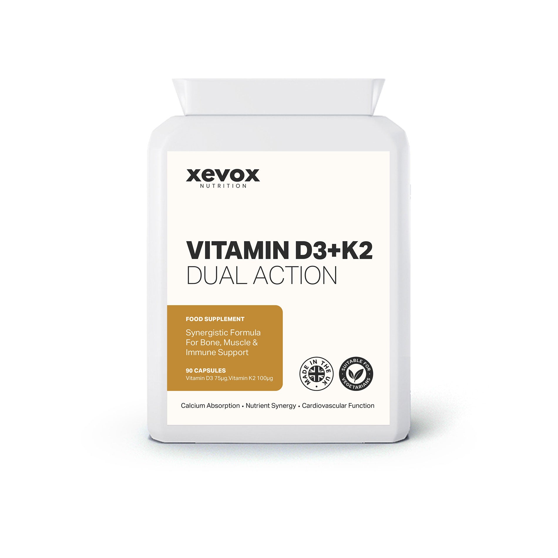 Vitamin D3+K2 Dual Action - 75µg D3 + 100µg K2